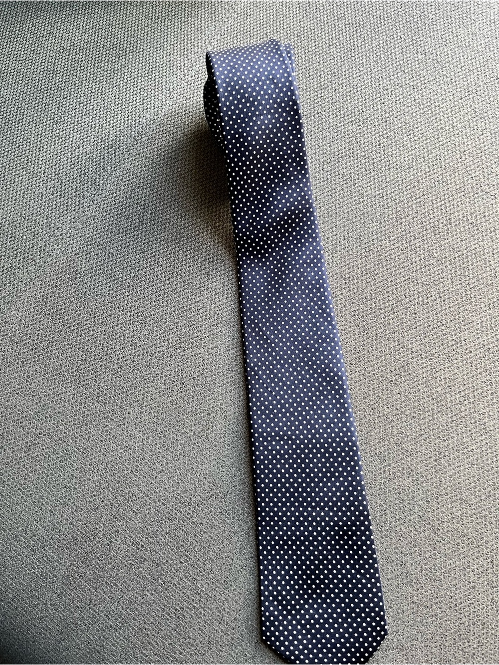Vintage Dior Navy Silk Tie with White Polka Dots